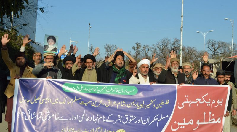 یو م یکجہتی مظلومین پر تحریک نفاذ فقہ جعفریہ کے احتجاجی مظاہرے